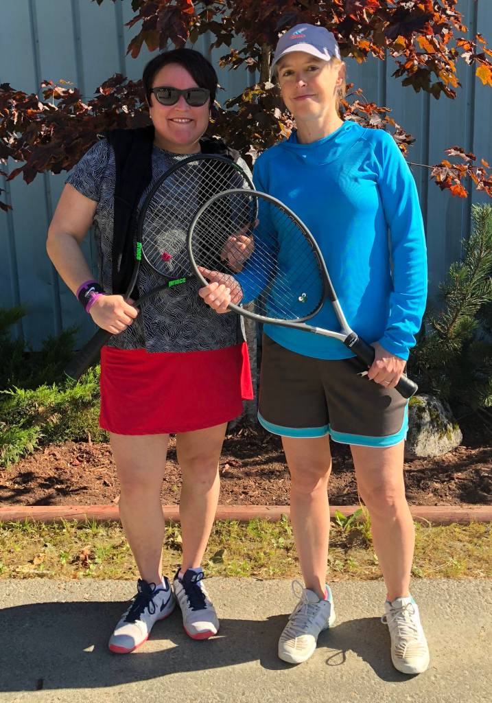 Josie Bahnke, left, and Colleen McKenna won the Womens North Bracket championship in the Back To School Doubles Tournament played at the Alaska Club Valley Sept. 14-16. (Courtesy Photo | Mona Mametsuka)