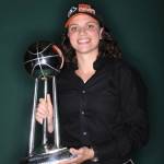 Talisa Rhea with the WNBA championship trophy last Wednesday. (Courtesy Photo | Ned Dishman/NBAE)