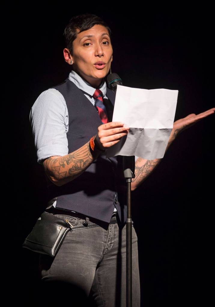 Fabian Romero performs at You Dont Have To Go Home, But You Cant Stay Here at the Elizabeth Peratrovich Hall on Monday, Sept. 24, 2018. (Michael Penn | Juneau Empire)