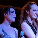 Cameron Brockett and Taylor Vidic, co-producers and performers for burlesque troupe Nude & Rude Revue, address the hometown audience at the Red Dog Saloon shortly before intermission Thursday night. Brockett and Vidic are in town with a Skagway-based burlesque troupe that is touring Southeast Alaska, the Yukon Territory and ending in Seattle. (Ben Hohenstatt | Capital City Weekly)