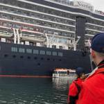 A Coast Guard and Capital City Fire/Rescue crew medevaced a 74-year-old patient from the cruise ship Noordam at the south end of Auke Bay after he displayed signs of a heart attack on Thursday, Sept. 27, 2018. (Courtesy Photo | U.S. Coast Guard)