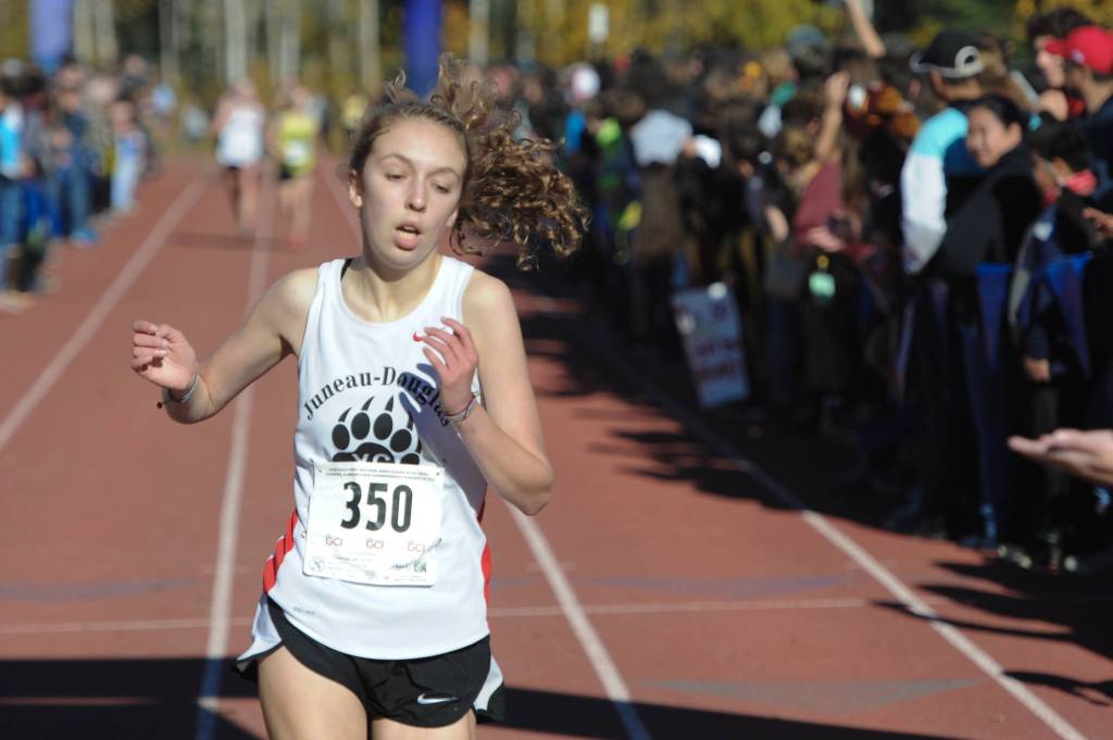 Anna Iverson finishes the race in 12th place. (Michael Dinneen | For the Juneau Empire)