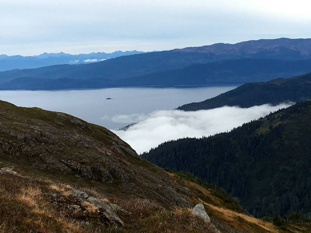 Right, fog resembling cotton batting rests on Hilda Creek on Sept. 28.                                 <span class='IDappliedStyle' title='InDesign: Regular'>Courtesy Photo | </span><strong>Denise Carroll</strong><strong></strong>