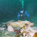 Brad Stevens searches through the wreckage of the Kadyak, a Russian ship that sank while hauling ice and came to a rest near Spruce Island. Stevens said hed like to go back to the site and make diving maps for recreational divers. (Courtesy Photo | Brad Stevens)