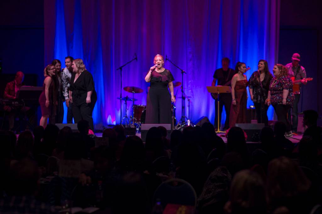 Reigning 2016 Diva Robin Thomas sings a final number at Juneau Lyric Operas production of Whos Your Diva? at Centennial Hall on Saturday, Sept. 29, 2018. (Michael Penn | Juneau Empire)                                Reigning 2016 Diva Robin Thomas sings a final number at Juneau Lyric Operas production of Whos Your Diva? at Centennial Hall on Saturday, Sept. 29, 2018. (Michael Penn | Juneau Empire)