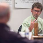 Brock Tabor speaks during the public comment period for the new Roadless Rule advisory committee at Centennial Hall on Wednesday, Oct. 3, 2018. (Michael Penn | Juneau Empire)