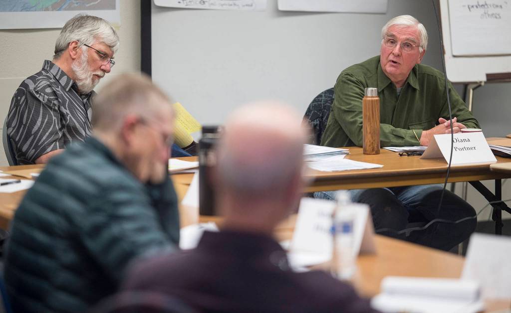 Jim Clark speaks during public comment period for the new Roadless Rule advisory committee at Centennial Hall on Wednesday, Oct. 3, 2018. (Michael Penn | Juneau Empire)