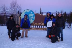 Camping on the dashed line of the Arctic Circle