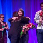 Briannah Letter, center, is crowned the champion Diva with Richard Carter, right, as first runner-up, and Lydia Rail, left, second runner-up, at her side at Juneau Lyric Operas production of Whos Your Diva? at Centennial Hall on Saturday, Sept. 29, 2018. (Michael Penn | Juneau Empire)