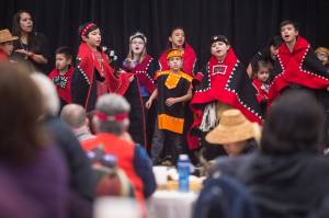 All Nations Children Dancers help Juneau residents celebrate Indigenous Peoples Day at Elizabeth Peratrovich Hall on Monday, Oct. 9, 2017. (Michael Penn | Juneau Empire File)