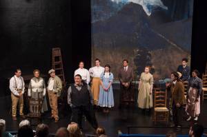 Frank Henry Kaash Katasse, who plays the Stage Manager during the first week of production, narrates Our Town at Perseverance Theatre on Thursday, Oct. 4, 2018. (Michael Penn | Juneau Empire)