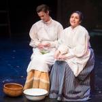 Valorie Kissel, left, as Mrs. Webb and Shadow Meienberg as Mrs. Gibbs perform during Our Town at Perseverance Theatre on Thursday, Oct. 4, 2018. (Michael Penn | Juneau Empire)