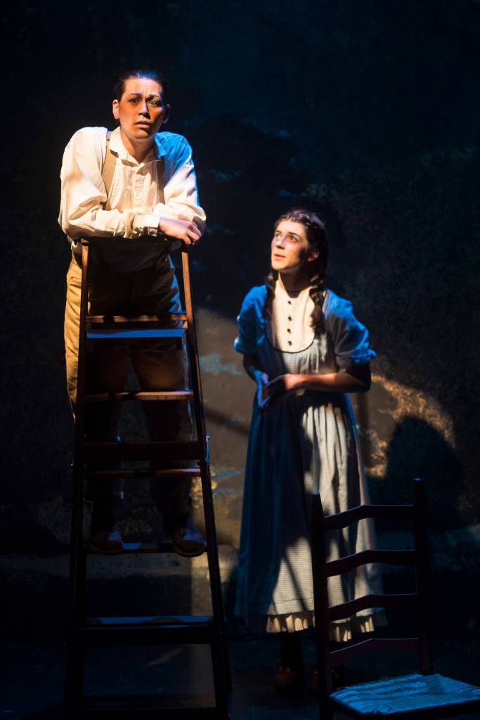 Ty Yamaoka, left, as George and Erika Bergren as Rebecca perform during Our Town at Perseverance Theatre on Thursday, Oct. 4, 2018. (Michael Penn | Juneau Empire)