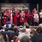 The Yees Ku Oo Dancers perform on stage during Indigenous Peoples Day celebrations at the Elizabeth Peratrovich Hall on Monday, Oct. 8, 2018. (Michael Penn | Juneau Empire)