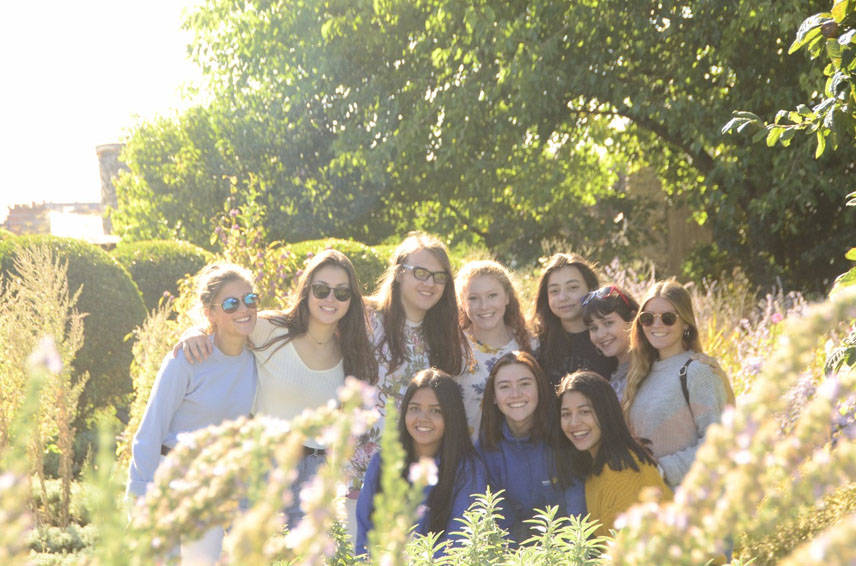 Smiling with new friends in the Chateau dAngers. (Bridget McTague | For the Juneau Empire)