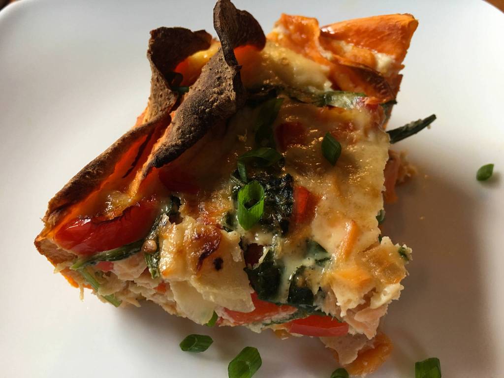 Salmon quiche with sweet potato crust, as prepared by Erin Anais Heist. (Erin Anais Heist | For the Juneau Empire)