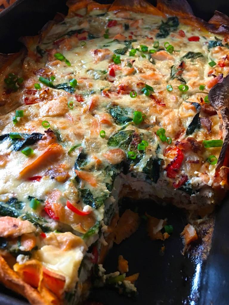 Salmon quiche with sweet potato crust, as prepared by Erin Anais Heist. (Erin Anais Heist | For the Juneau Empire)