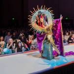Doragon by Beth Bolander, modeled by Dani Gross, at the Wearable Art Show at Centennial Hall on Saturday, Feb. 17, 2018. Doragon placed third in the Jurors Best in Show. It also drew criticism as cultural appropriation, which led to some guidelines for this years fashion show. (Michael Penn | Juneau Empire File)