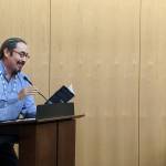 Ishmael Hope, a poet, read some of his work during a literary event held in honor of Alaska Day. During a short question and answer session after his reading, Hope said he believes the rhythm of Tlingit language likely can be found in his poetry. (Ben Hohenstatt | Capital City Weekly)