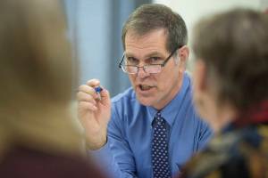 Assembly member and legislative candidate Jerry Nankervis chairs a public safety committee meeting at City Hall on Tuesday, Dec. 5, 2017. (Michael Penn | Juneau Empire file)