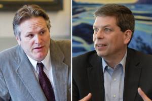Republican Mike Dunleavy, left, and Democrat Mark Begich, right, are the two leading candidates in the race to replace incumbent independent Gov. Bill Walker. (Composite image)