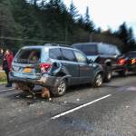 Juneau Police Department Officer C.J. Warnaca administers a field sobriety test after a four-car crash on Egan Drive on Wednesday, Oct. 24, 2018. Nobody was harmed, authorities said on scene. (Michael Penn | Juneau Empire)