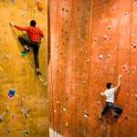 Nathan Gaudreault, left, and Tyler Gress work their way up The Rock Dumps climbing walls on Tuesday, Dec. 10, 2008. (Michael Penn | Juneau Empire File)