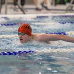 Juneau-Douglas High School sophomore Caleb Peimann swims in the 100-yard butterfly finals at the Region V Swim and Dive Championships on Saturday in the Petersburg Community Center. Peimann won all four of his events to help JDHS capture the region title. (Courtesy Photo | Phil Loseby)