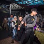 Juneau residents react to scares and chills as they make their way through the Haunted Station at the U.S. Coast Guards Station Juneau on Friday, Oct. 26, 2018. Station personnel pay for all the decoration themselves and take three weeks to ready the station. Entry is non perishable food items for the Southeast Alaska Food Bank. (Michael Penn | Juneau Empire)