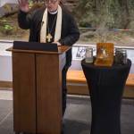 The Reverend Gordon Blue, of The Church of the Holy Trinity, gives a prayer during a Centennial Commemoration Ceremony at the Father Andrew P. Kashevaroff Building on Thursday, Oct. 25, 2018, on the 100th anniversary of the sinking of the S.S. Princess Sophia. (Michael Penn | Juneau Empire)