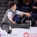 Canadas Keegan Messing performs his short program in the mens competition at Skate Canada International in Laval, Quebec, Friday, Oct. 26, 2018. (Paul Chiasson | The Canadian Press)