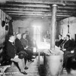 Skagways First City Hall was the center of city government from 1897-1901 and it is possible that voting during the elections of 1897 and 1898 were held here. This photograph was taken around July 9, 1898 when the building was also the center of excitement after the killing of Soapy Smith. That excitement probably continued for several days after Soapys death on July 8, 1898 and ended with the roundup and shipment of his gang to Sitka. (National Park Service, Klondike Gold Rush National Historical Park, George & Edna Rapuzzi Collection, KLGO 55892, gift of the Rasmuson Foundation)