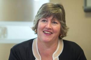 Sara Hannan, running as an Democrat for state House District 33, talks about her campaign during an interview at the Juneau Empire on Friday, Oct. 19, 2018. (Michael Penn | Juneau Empire)