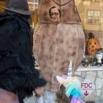 Ricardo Worl greets trick-or-treaters outside of Trickster on Wednesday, Oct. 31, 2018. For the fourth year Kindred Post has organized the Halloween celebration for trick-or-treaters. (Michael Penn | Juneau Empire)                                Ricardo Worl greets trick-or-treaters outside of Trickster on Wednesday, Oct. 31, 2018. For the fourth year Kindred Post has organized the Halloween celebration for trick-or-treaters. (Michael Penn | Juneau Empire)