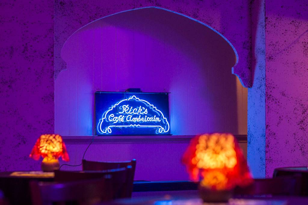 The Rockwell Ballroom is set to Ricks Cafe Americain for Heres Looking at You, Casablanca on Monday, Nov. 5, 2018. The show is a presentation by the Juneau Lyric Opera and Gold Town Nickelodeon. (Michael Penn | Juneau Empire)