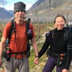 Jeff Sauer and his wife, Theresa Svancara, stop for a picture in Glacier National Park in Montana while hiking the Continental Divide Trail in September 2018. (Photo courtesy Jeff Sauer)