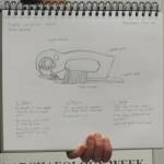 A sketch of an adze done by science illustrator Kathy Hocker. Children at the Alaska State Library, Archives and Museum did their own sketches of artifacts Saturday during a Youth Art Activity. (Ben Hohenstatt Capital City Weekly)