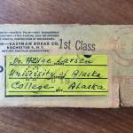 Artifact collections from Helge Larsens 1949-50 excavations housed at the Danish National Museum in Copenhagen. This is an orginal artifact storage box from Larsens work. He collaborated closely with University of Alaska Museum researchers during this time. (Courtesy Photos | Jeff Rasic/NPS).