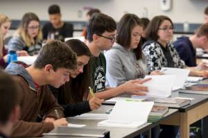 Thunder Mountain High School students attend a chemistry class on Tuesday, Aug. 23, 2016. (Michael Penn | Juneau Empire File)
