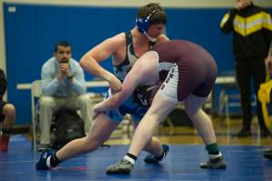 Thunder Mountain sophomore Jake Ferster tries to break the hold of Ketchikans Sully Shulz at the Brandon Pilot Invitational on Saturday at Thunder Mountain High School. After losing to to teammate Camden Erickson in the 189-pound semifinals, Ferster won a 3-2 decision over Shulz and wrestled Sitkas John Welsh in the consolation finals. (Nolin Ainsworth | Juneau Empire)                                Thunder Mountain sophomore Jake Ferster tries to break the hold of Ketchikans Sully Shulz at the Brandon Pilot Invitational on Saturday at Thunder Mountain High School. After losing to to teammate Camden Erickson in the 189-pound semifinals, Ferster won a 3-2 decision over Shulz and wrestled Sitkas John Welsh in the consolation finals. (Nolin Ainsworth | Juneau Empire)