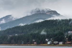 Mount Jumbo rises up across from downtown Juneau on Douglas Island on Monday, Nov. 19, 2018. (Michael Penn | Juneau Empire)