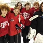 The Juneau-Douglas High School hockey team crowned Team Russia (Zac Stagg, Fin Shibler, Chance Turinsky, Dalton Hoy, Owen Squires, Dawson Hickok) as the eighth annual Turkey Day 3-on-3 champions on Wednesday morning. The intersquad tournament pits six teams against one another and awards the winners with a dozen Breeze Inn donuts. (Courtesy Photo | Luke Adams)