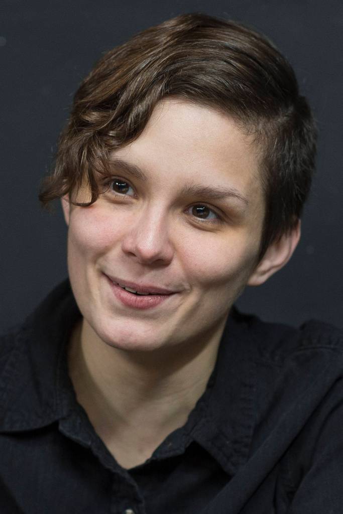 Samantha Noble, a Boston playwright, talks about the making of Perseverance Theatres world-premiere production of Franklin, on Wednesday, Nov. 21, 2018. (Michael Penn | Juneau Empire)