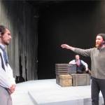 Charles Johnson, portrayed by Skyler Ray-Benson Davis, and John Handford, portrayed by Travis Morris, exchange terse words during rehearsal for Franklin while Henry Said, portrayed by Connor Chaney, looks on. (Ben Hohenstatt | Capital City Weekly)