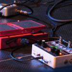 A tuner, pitch shifter and looping pedal are what allow Avery Stewart to loop his guitar playing to create backing tracks while he plays improvised leads over the music. (Ben Hohenstatt | Capital City Weekly)