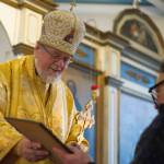Bishop David, leader of the Russian Orthodox Churchs Diocese of Alaska, presents a certificate of appreciation to Patrick Kearney at the end of Divine Liturgy at St. Nicholas Russian Orthodox Chruch on Sunday, Nov. 25, 2015. (Nolin Ainsworth | Juneau Empire)