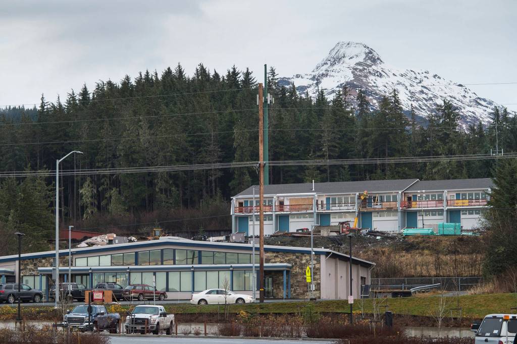 Businesses, schools, churches and public facilities line Veterans Memorial Highway running through Auke Bay on Wednesday, Nov. 28, 2018. The Planning Commissions Auke Bay Implementation Committee is in the midst of drafting an ordinance to create a Community Mixed Use zoning district and an Auke Bay Overlay district. (Michael Penn | Juneau Empire)