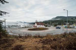 Businesses, schools, churches and public facilities line Veterans Memorial Highway running through Auke Bay on Wednesday, Nov. 28, 2018. The Planning Commissions Auke Bay Implementation Committee is in the midst of drafting an ordinance to create a Community Mixed Use zoning district and an Auke Bay Overlay district. (Michael Penn | Juneau Empire)
