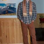 Dec. 30, 3018: Out on the town for dinner and a movie, Brad Chauvin caught my eye at The Four Plates Peruvian restaurant. His flannel shirt from LL Bean, burnt sienna pants from Prana, and Vasque hiking boots were casual and coordinated. A vintage paisley silk scarf added just the right amount of color and style to his relaxed look.