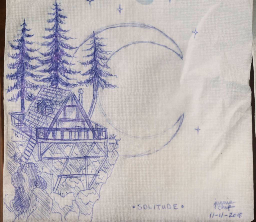 Entries in the Napkin Art Contest at the Triangle Club Bar on Wednesday, Nov. 28, 2018. Winners will be picked during Gallery Walk on Friday, Dec. 7. (Michael Penn | Juneau Empire)